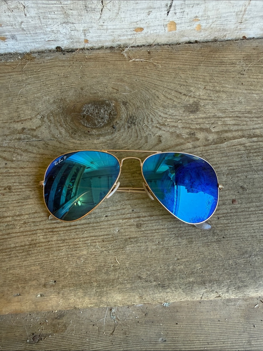 Ray-Ban Aviator Sunglasses - Blue Mirrored Lenses